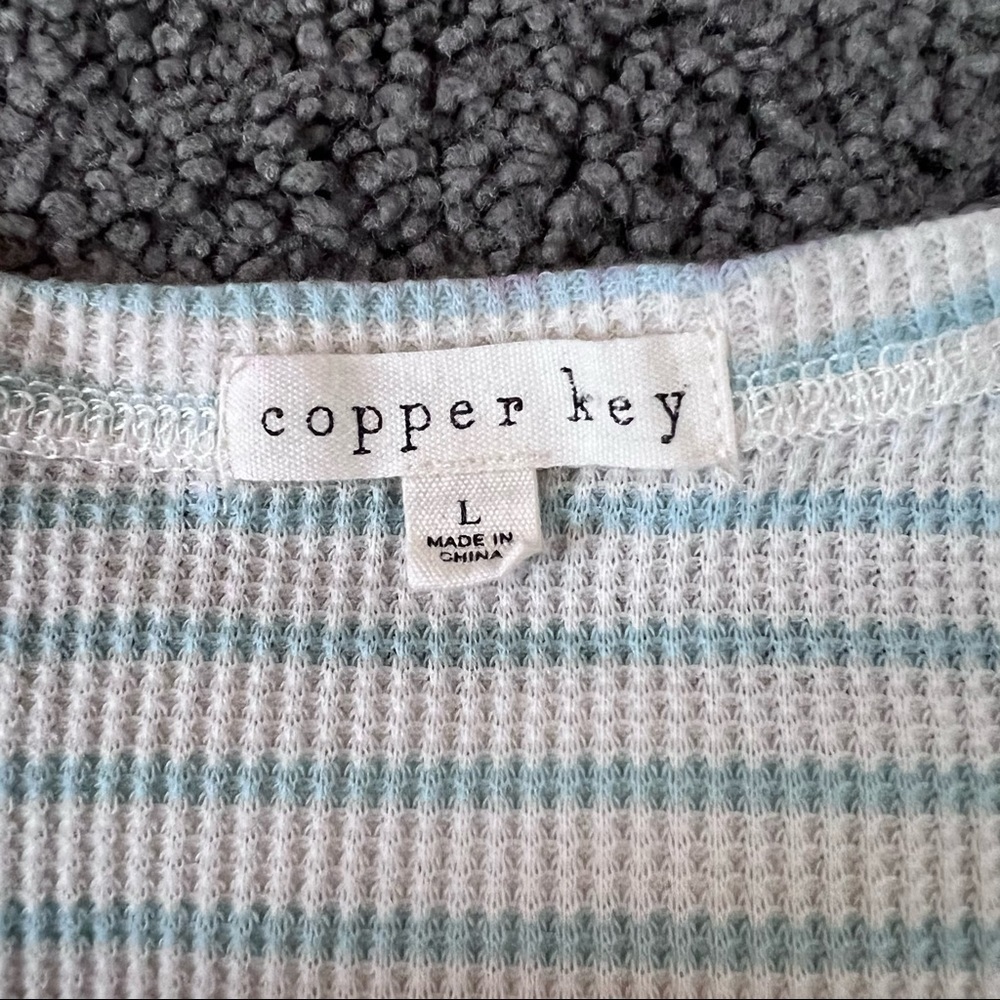 Copper Key waffle knit striped wrap top Large - Picture 4 of 8